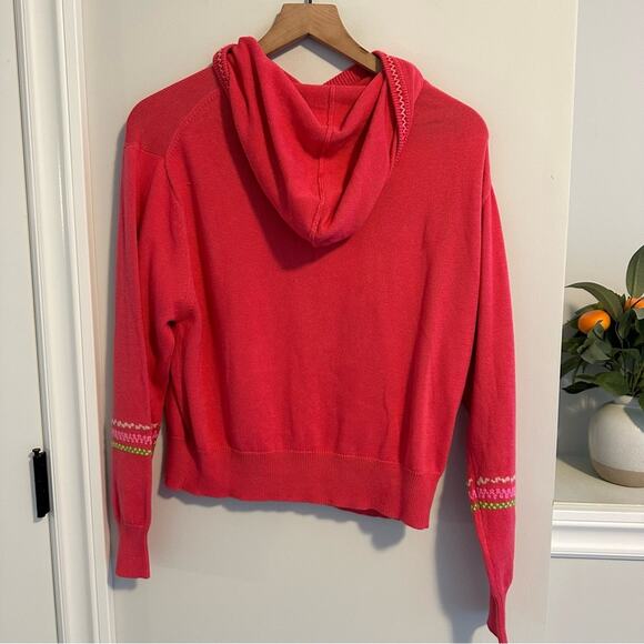 NWT Something Navy Pink Cotton Cashmere Embroidered Hoodie Sweater XS - Picture 5 of 11